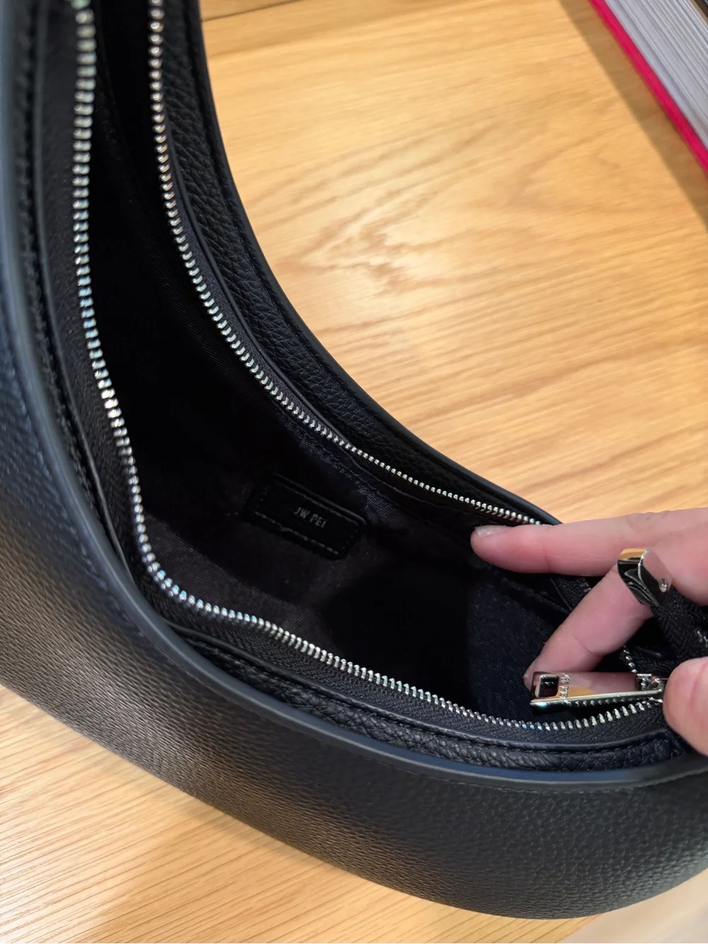 JW PEI Black Pebbled Shoulder Bag